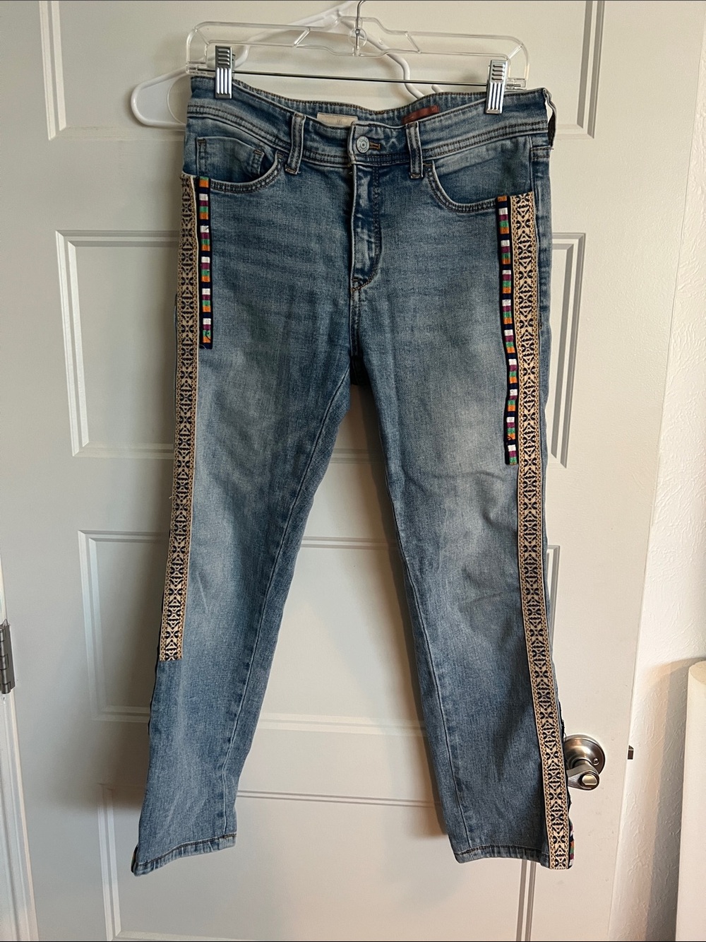 Pilcro sz 27 Women's Embroidered Side-Strip Blue Jeans